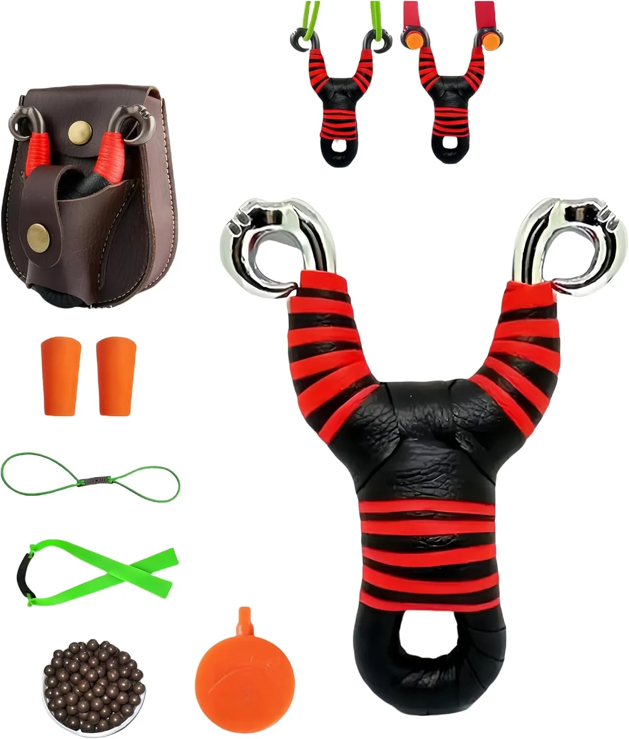 1 PCS Slingshot for Adults, 2 Types of Anti-Frozen Bands for Dual Purpose, 4 in 1 Maganetic Bag