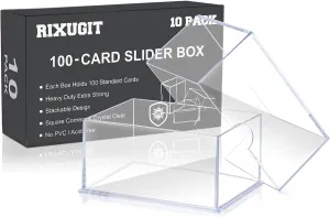 10-Pack 100-Count Deck-Case Card-Box - 2 Piece Trading Card Storage Box, Trading Deck Boxes, Clear Case Collection Storage Box for Gaming, Sports, Baseball, Playing