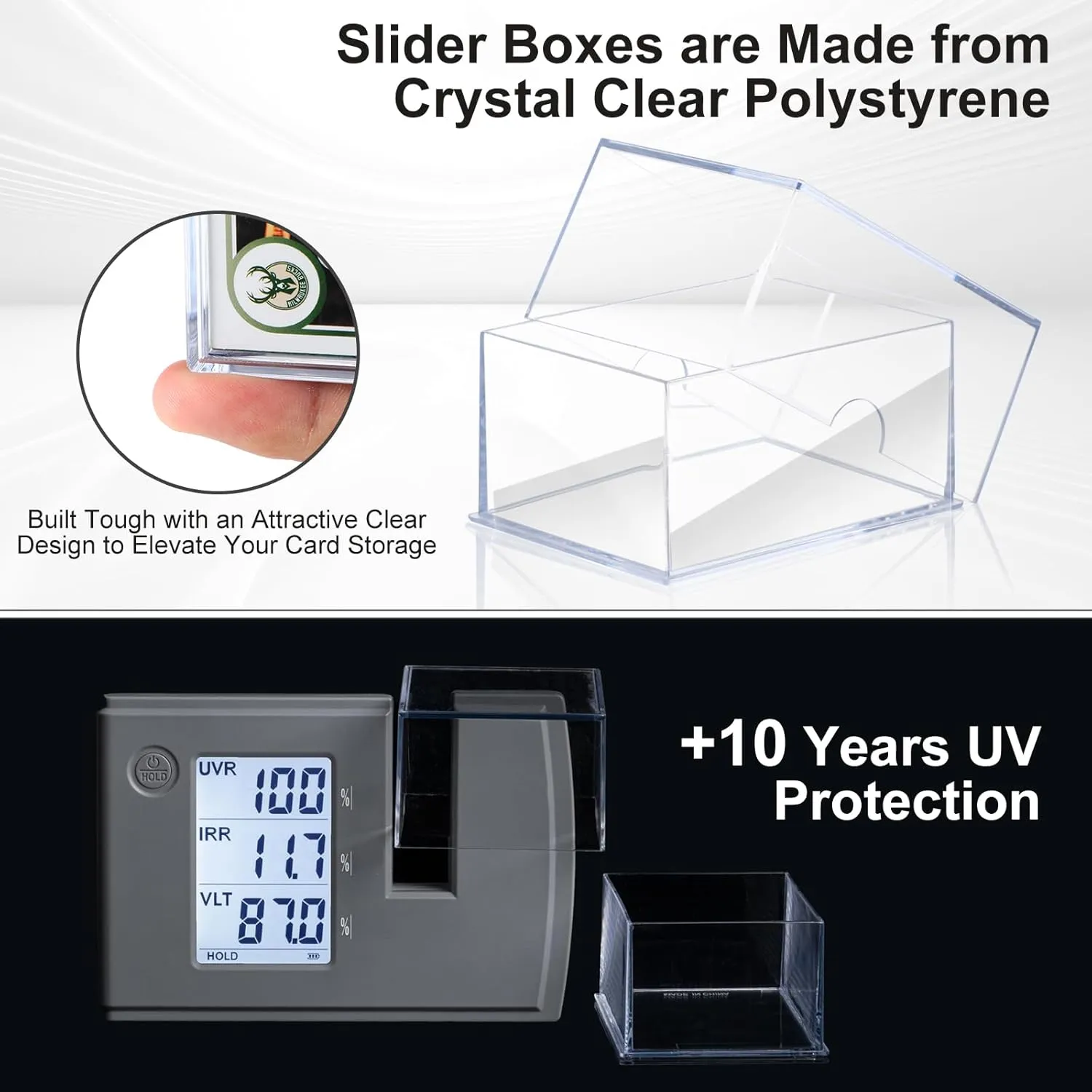 10-Pack 100-Count Deck-Case Card-Box - 2 Piece Trading Card Storage Box, Trading Deck Boxes, Clear Case Collection Storage Box for Gaming, Sports, Baseball, Playing