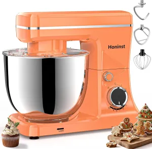 10-Speed Stand Mixer with 8-in-1 Splash Guard, Tilt-Head, 6QT Stainless Steel Bowl   Dishwasher-Safe Dough Hook/Whisk/Beater/Spatula for Baking Bread, Cakes, Cookies, Orange