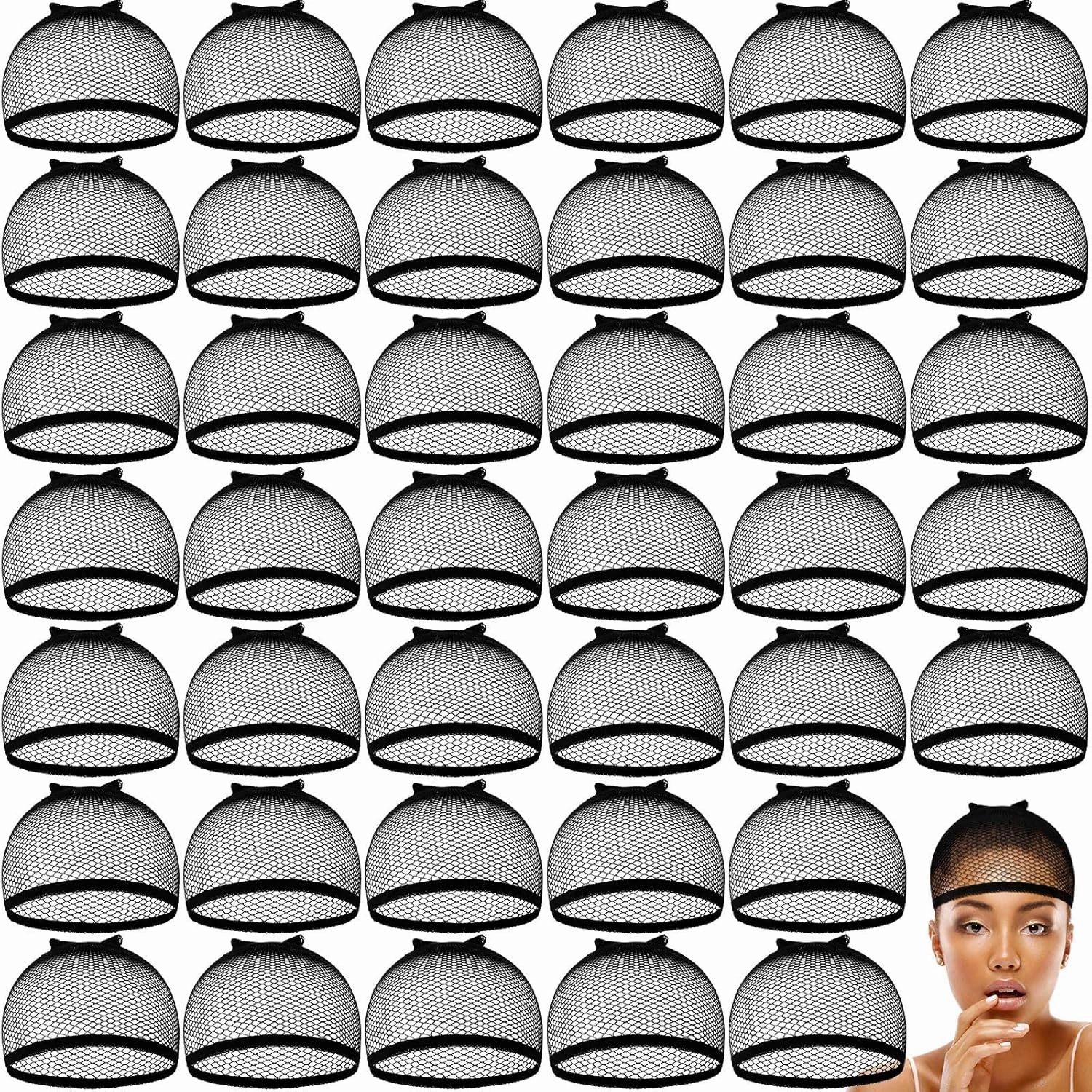 100 Pcs Wig Cap Mesh Wig Cap Net Closed End Hair Net Bald Wig Net Liner Weaving Caps for Kids Women Men Halloween Cosplay (Black)