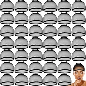 100 Pcs Wig Cap Mesh Wig Cap Net Closed End Hair Net Bald Wig Net Liner Weaving Caps for Kids Women Men Halloween Cosplay (Black)