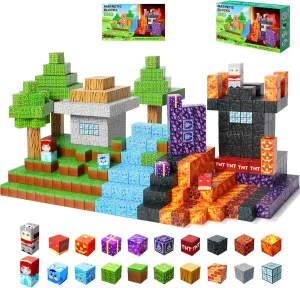 100PCS Magnetic Blocks -Adventure at Sea World Magnet Toy Set - Magnet Toy Building Blocks Toys for Halloween Christmas Birthday Gift - STEM Sensory Toys for 3  Years Old Girl Boys