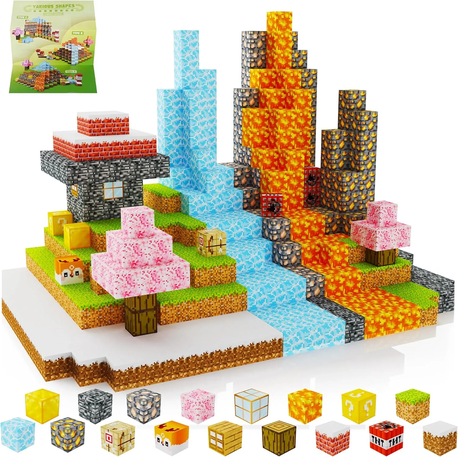 100pcs Magnetic Blocks,Mine World Magnet Blocks Craft, Magnetic Cubes for Kids Magnetic Building Blocks for Boys and Girls 3 , Magnetic Toys, Magnetic Building Cubes 0.8IN,Puzzles Games