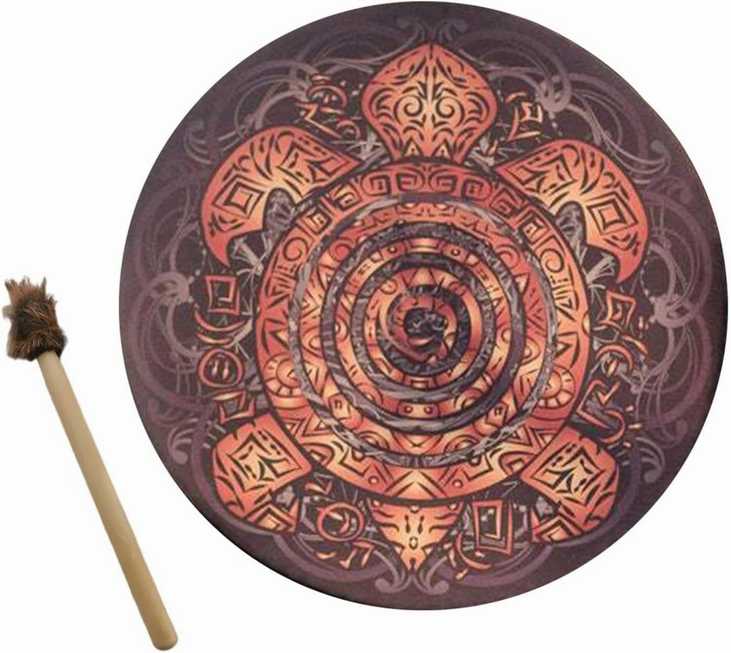 10 Inch Turtle Shaman Drum, Tree of Life Decoration Design Handma Drum With Drum Stick, Instrumental Shaman Alchemy Moon Drum, Sound Healer Shaman Drum For Spiritual Music, Reflection(Turtle)