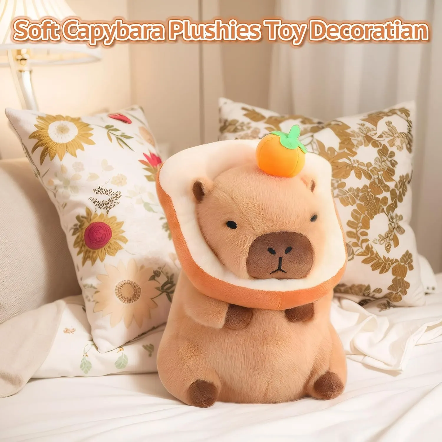 12 Inch Cute Capybara Plush Kawaii Soft Capybara Plush Doll Pillow with Bread Capybara Stuffed Aniamls Toys for Girls Kids Adults Birthdays Valentines Gift (Capybara Stuffed Animals)