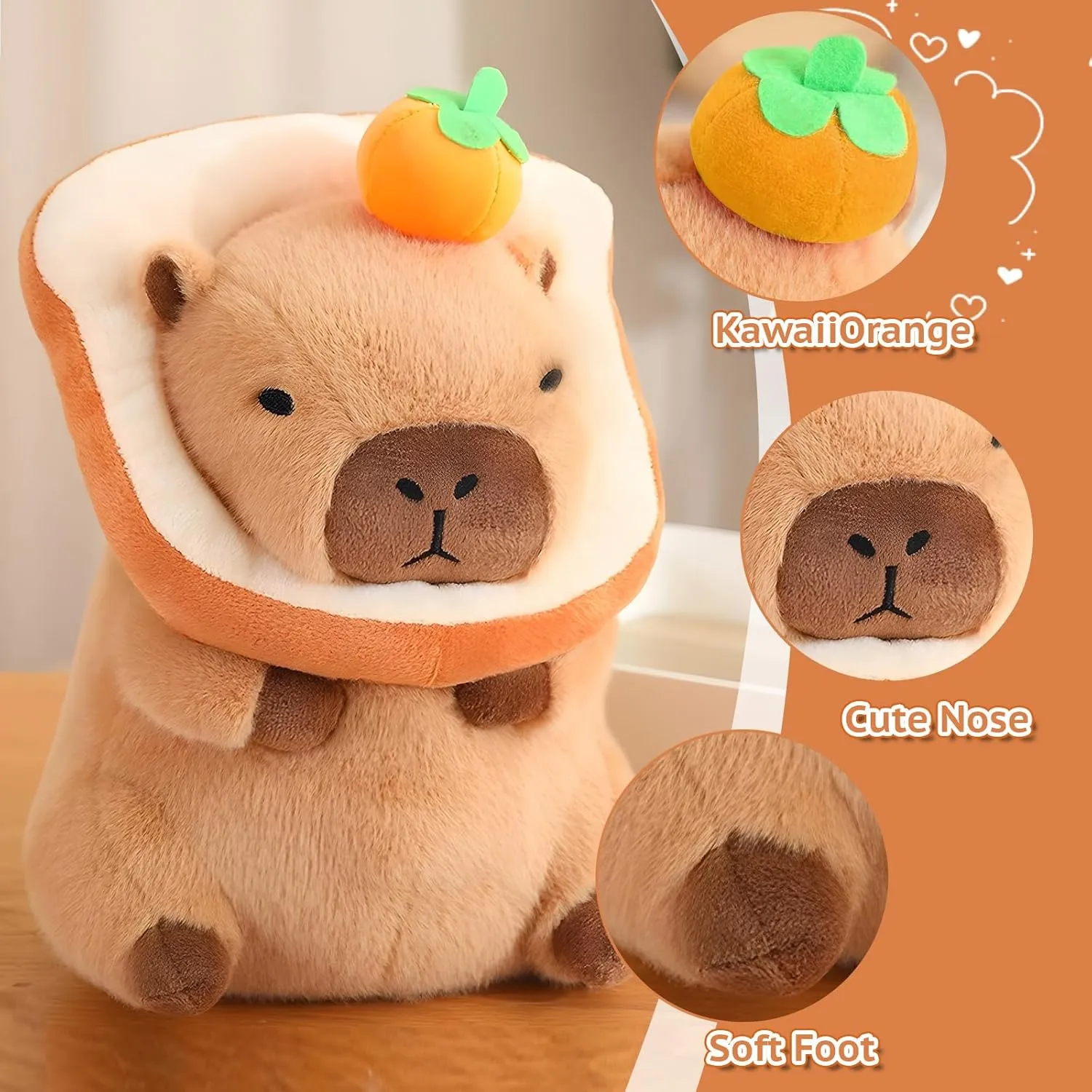 12 Inch Cute Capybara Plush Kawaii Soft Capybara Plush Doll Pillow with Bread Capybara Stuffed Aniamls Toys for Girls Kids Adults Birthdays Valentines Gift (Capybara Stuffed Animals)