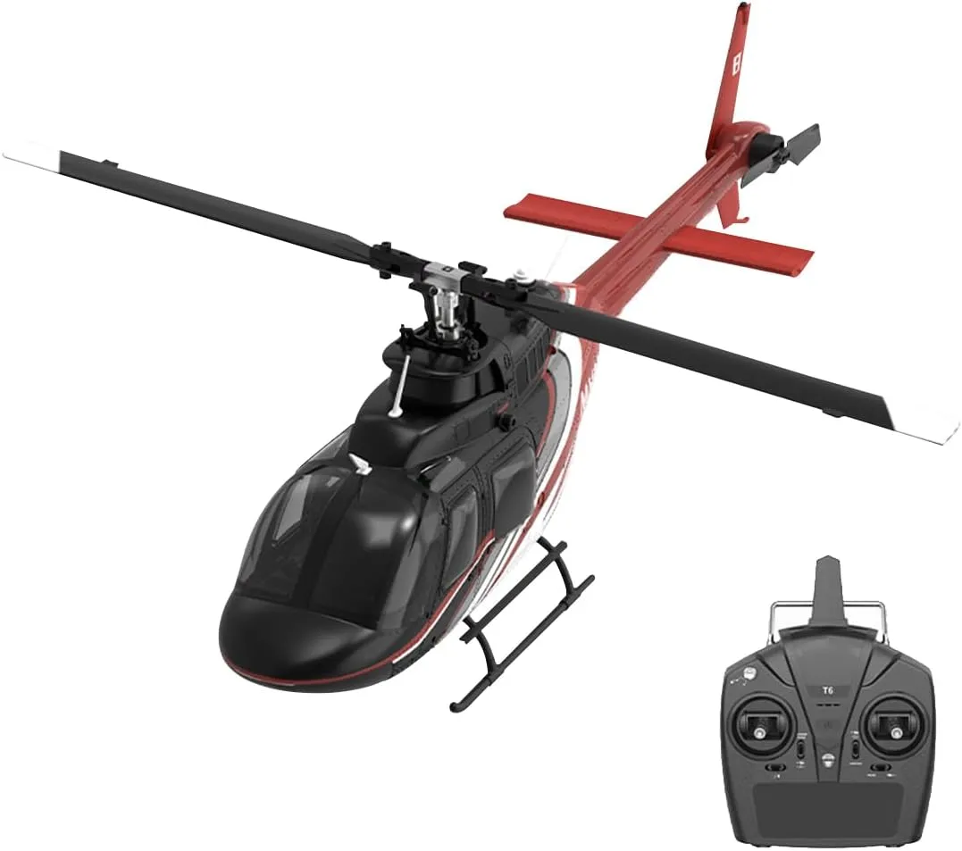 1/27 Scale Bell 206 2.4G 6CH Brushless Direct-Drive 6G Flybarless RC Helicopter Model with Optical Flow Positioning for Adults (RTF Version/Mode1/Mode2)