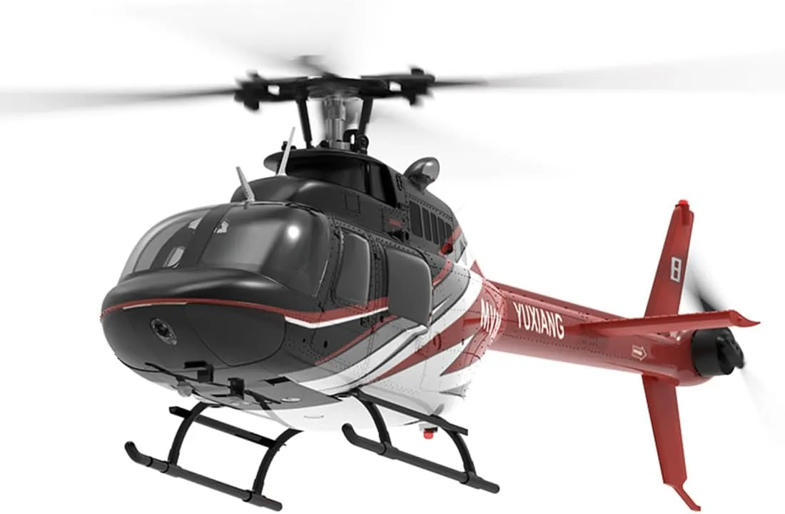 1/27 Scale Bell 206 2.4G 6CH Brushless Direct-Drive 6G Flybarless RC Helicopter Model with Optical Flow Positioning for Adults (RTF Version/Mode1/Mode2)
