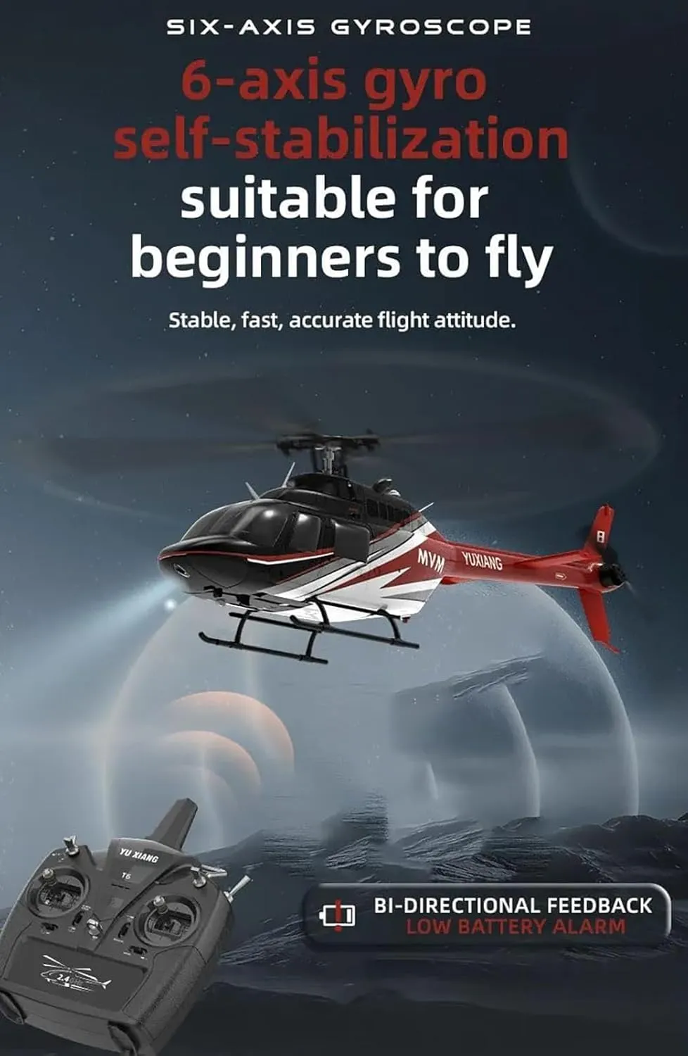 1/27 Scale RC Helicopters for Adults, F08 2.4G 6CH Brushless Remote Control Helicopter Model with Flight Stability & Flow Positioning,1 Battery
