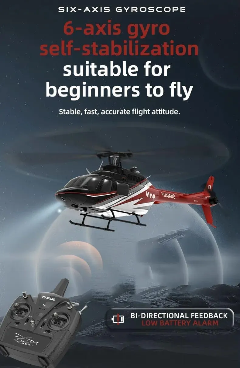 1/27 Scale RC Helicopters for Adults, YU Xiang F08 Bell 206 2.4G 6CH Brushless Remote Control Helicopter Model with Flight Stability & Flow Positioning (RTF Version/Mode1/Mode2)