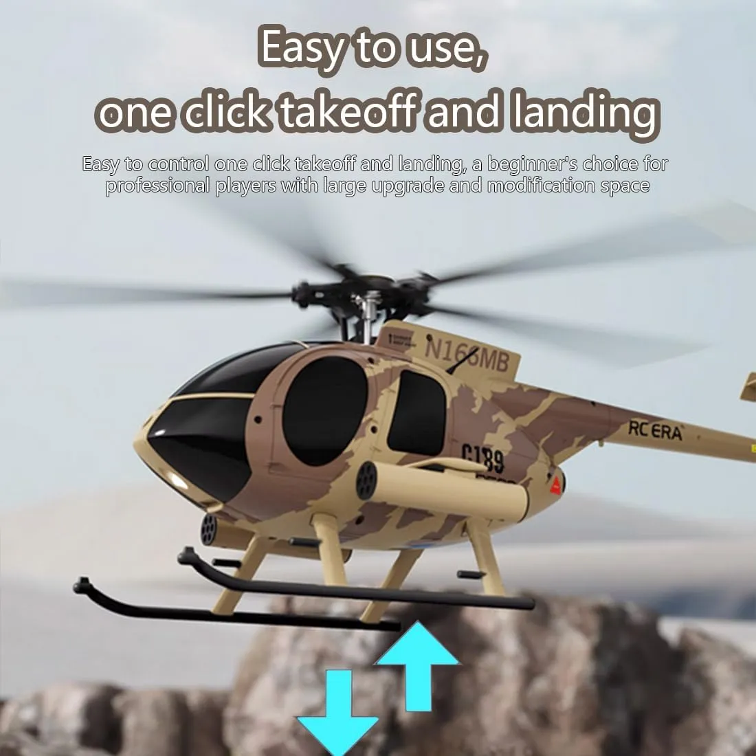 1/28 RC Helicopter for Adults, RC ERA C189 MD500 Little Bird Aircraft Model, 2.4G 4CH Single-Rotor Remote Control Helicopter with One-Key Takeoff/Landing