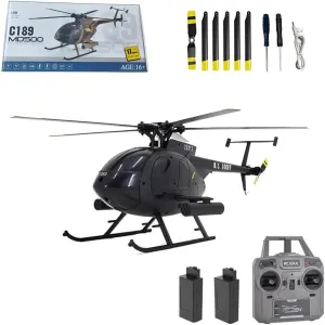1/28 RC Helicopter for Adults, RC ERA C189 MD500 Little Bird Aircraft Model, 2.4G 4CH Single-Rotor Remote Control Helicopter with One-Key Takeoff/Landing