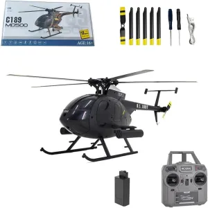 1/28 RC Helicopter for Adults, RC ERA C189 MD500 Little Bird Aircraft Model, 2.4G 4CH Single-Rotor Remote Control Helicopter with One-Key Takeoff/Landing