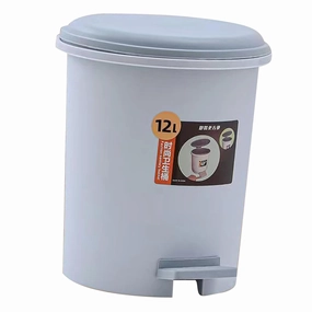 12L Kitchen Trash Can, Large Capacity Garbage Can Step Open Waste Bin with Lid and Foot Pedal for Home Kitchen Garage Apartment Office Bedroom Bathroom (Grey)