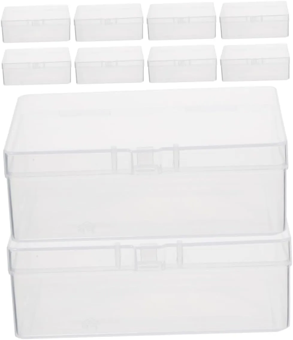 12pcs Clear Plastic Trading Card Storage Box Compact Stackable Case for Business Cards and Accessories Material for Travel and Organization