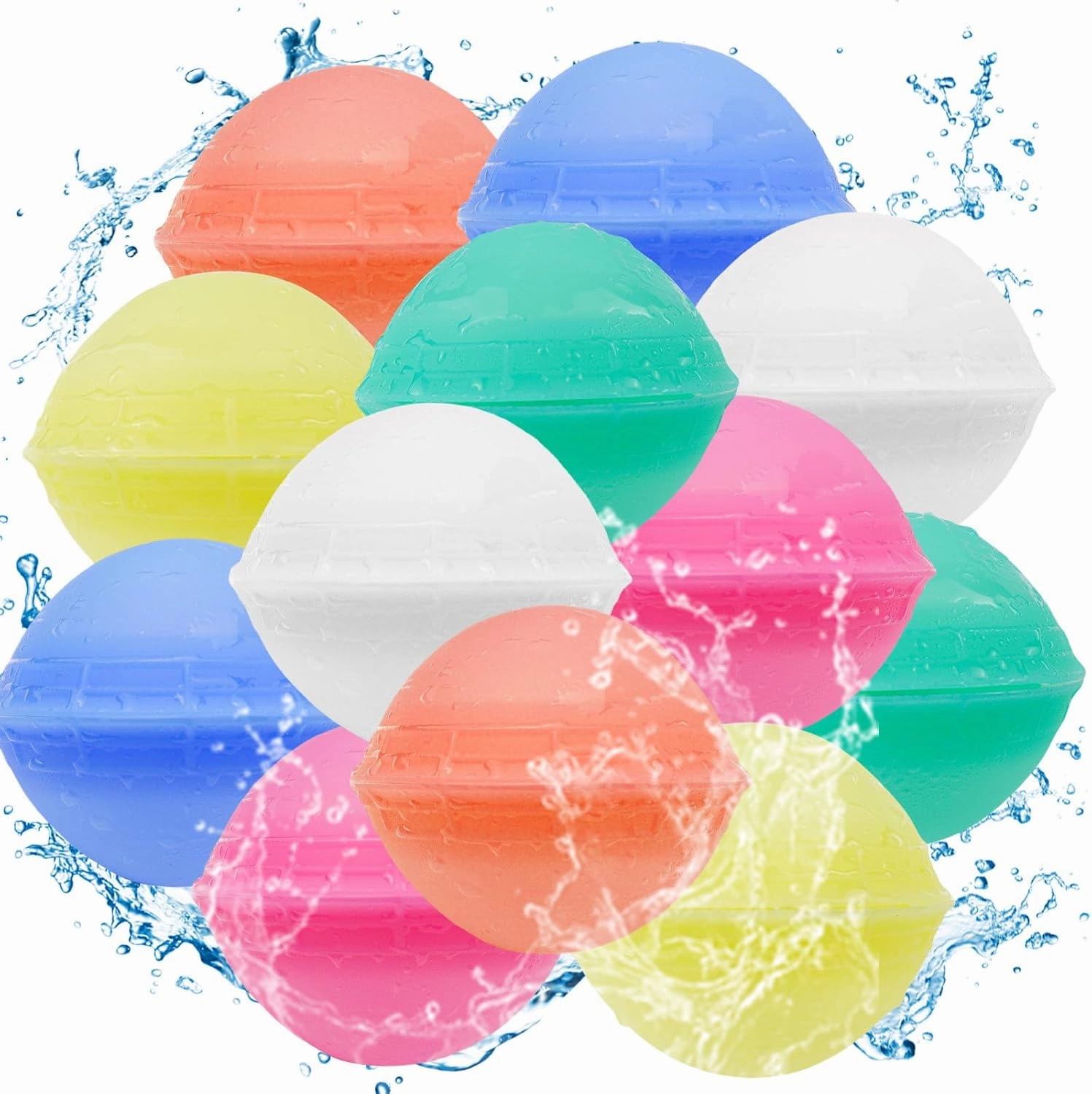 12PCS Reusable Water Balloons Quick Fill, Pool Bath Toys for Kids, Summer Water Toy for Boys Girls, Water Bomb Balls Family Water Ballon Fights for Summer Party, Pool Party, Camping Trip