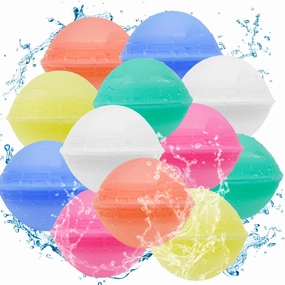 12PCS Reusable Water Balloons Quick Fill, Pool Bath Toys for Kids, Summer Water Toy for Boys Girls, Water Bomb Balls Family Water Ballon Fights for Summer Party, Pool Party, Camping Trip
