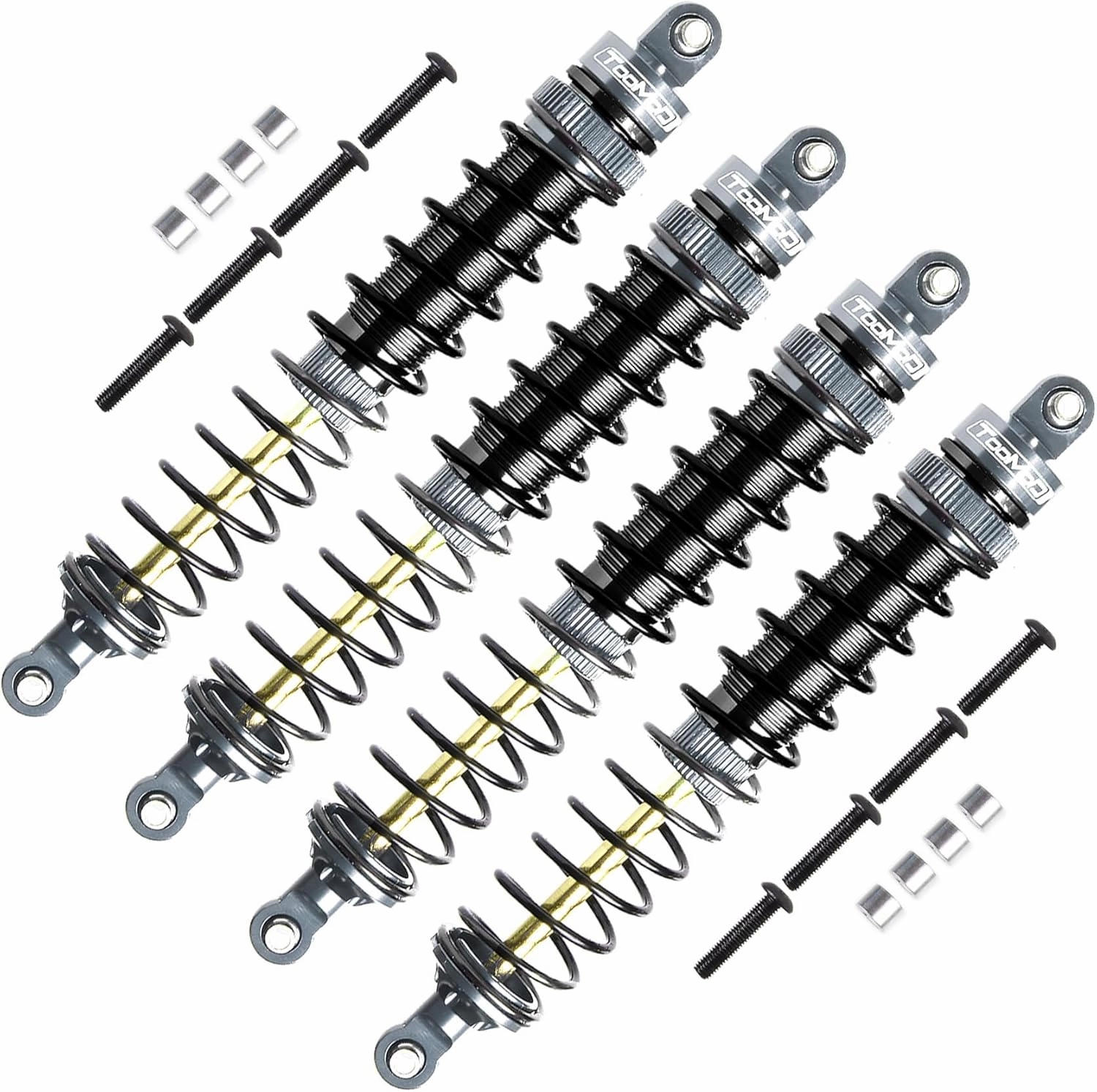 130mm RC Oil Shock Absorber Aluminium Big Bore Damper for 1/8 Arrma Losi Axial Tamiya Redcat Himoto HPI HSP Buggy Truck,Parts Upgrade Replace (Grey)