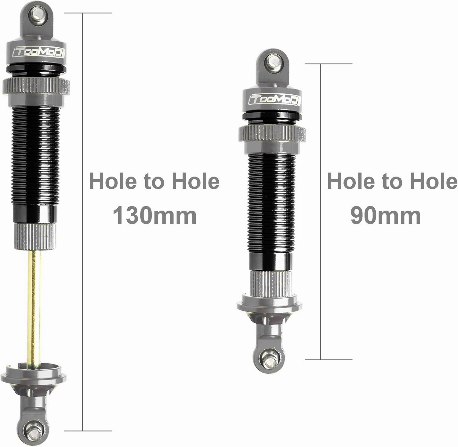 130mm RC Oil Shock Absorber Aluminium Big Bore Damper for 1/8 Arrma Losi Axial Tamiya Redcat Himoto HPI HSP Buggy Truck,Parts Upgrade Replace (Grey)