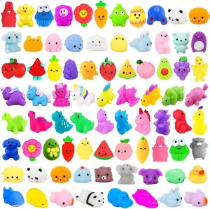 130Pcs Mochi Squishy Toys, Kawaii Squishies Fidget Stress Relief Toy for Kids Party Favors, Classroom Prizes, Goodie Bag Stuffers, Party Bag Filler, Birthday Gifts (Random)
