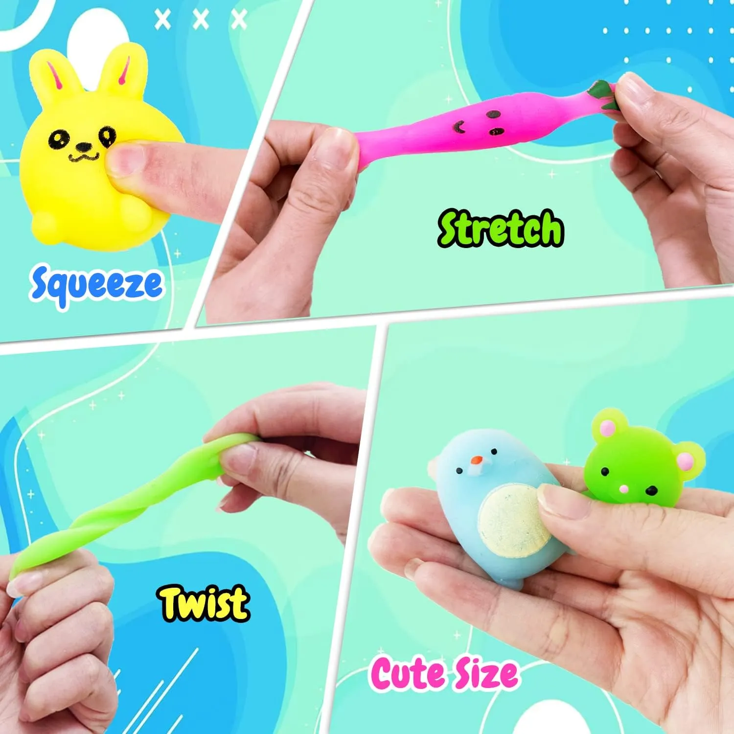 130Pcs Mochi Squishy Toys, Kawaii Squishies Fidget Stress Relief Toy for Kids Party Favors, Classroom Prizes, Goodie Bag Stuffers, Party Bag Filler, Birthday Gifts (Random)