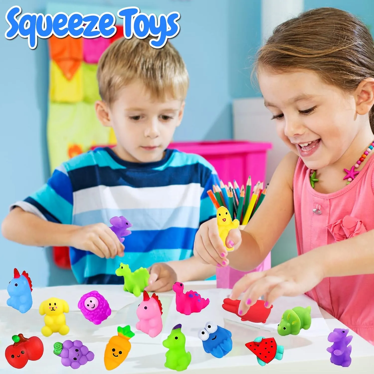 130Pcs Mochi Squishy Toys, Kawaii Squishies Fidget Stress Relief Toy for Kids Party Favors, Classroom Prizes, Goodie Bag Stuffers, Party Bag Filler, Birthday Gifts (Random)
