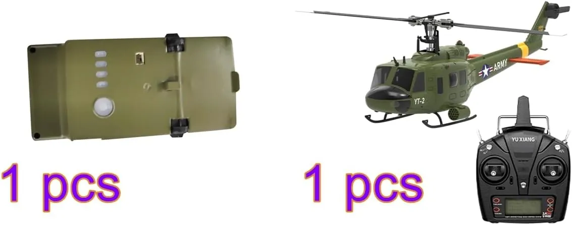 1/34 F07-V UH-1 RC Military Helicopter, 2.4G 6CH Brushless Flybarless RC Helicopter, Remote Control Helicopter for Adults Outdoor RC Helicopter, Stunt Version-RTF