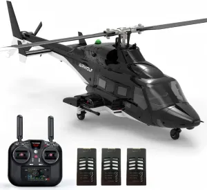 1/34 Scale F02S Flywolf GPS Smart RC Helicopter for Adults, 2.4GHz 8-Channel Tail-Less Rotor, Optical Flow Positioning Remote Control Helicopter