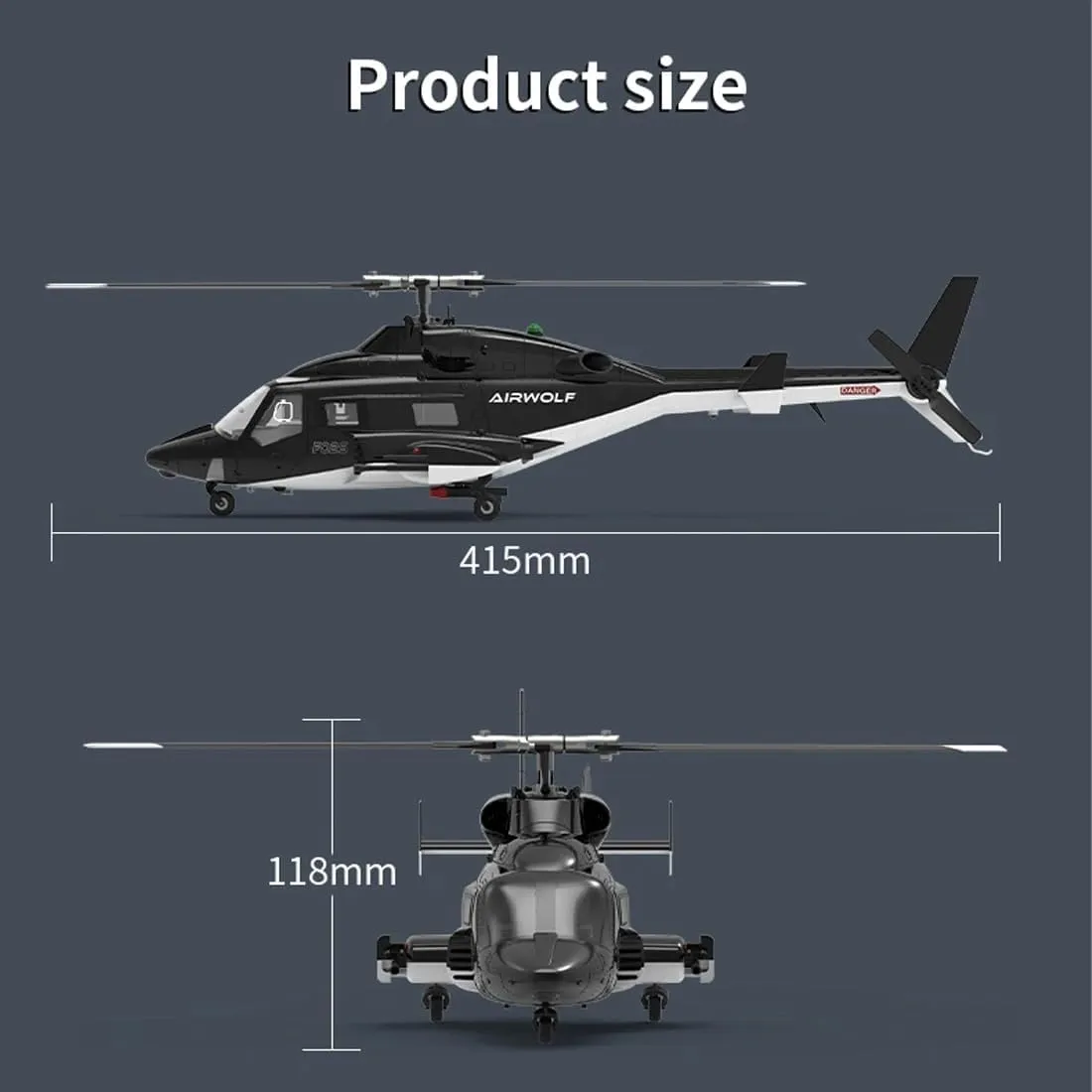 1/34 Scale F02S Flywolf GPS Smart RC Helicopter for Adults, 2.4GHz 8-Channel Tail-Less Rotor, Optical Flow Positioning Remote Control Helicopter