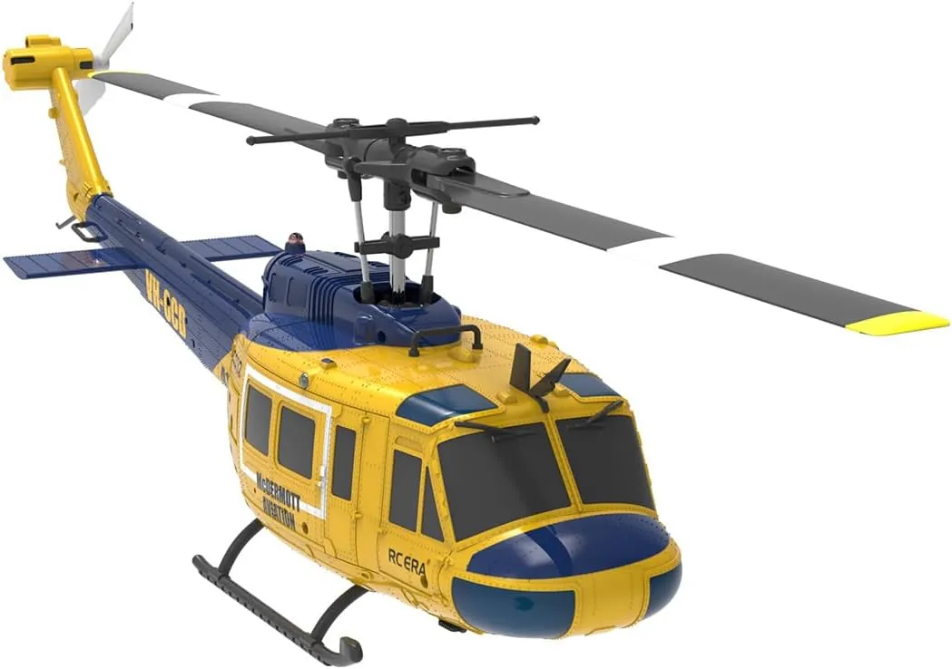 1/48 C032 UH-1 Huey RC Helicopter, 2.4G 6CH 3D Stunt Flybarless Gyro Helicopter, Optical Flow & Altitude Hold and Brushless Motor, Remote Control Toys Gift (RTF Version)