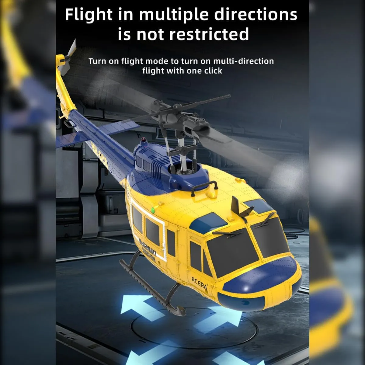 1/48 C032 UH-1 Huey RC Helicopter, 2.4G 6CH 3D Stunt Flybarless Gyro Helicopter, Optical Flow & Altitude Hold and Brushless Motor, Remote Control Toys Gift (RTF Version)