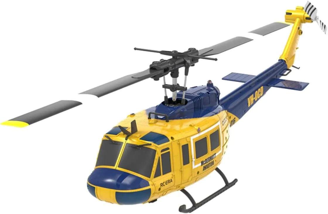 1/48 C032 UH-1 Huey RC Helicopter, 2.4G 6CH 3D Stunt Flybarless Gyro Helicopter, Optical Flow & Altitude Hold and Brushless Motor, Remote Control Toys Gift (RTF Version)