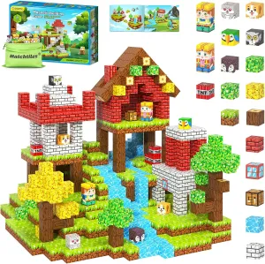 150PCS Magnetic Blocks with Forest Animals Toys, Build Mine Magnet World Set, Magnetic Tiles Building for Boys & Girls Age 4-8 5-7, STEM Montessori Sensory Toys for 3  Toddlers Kids Gifts