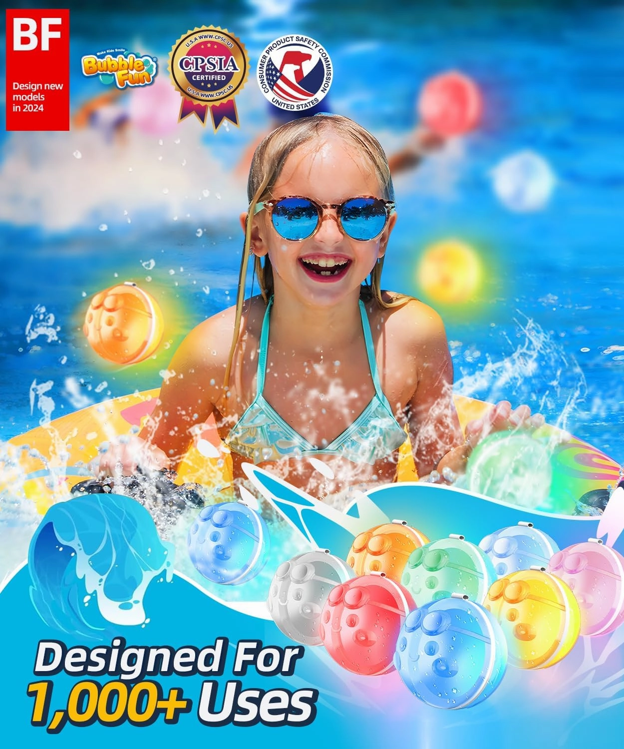 16 PCS LED Light Reusable Water Balloons, Summer Toy for Boys and Girls, Pool Beach Toys for Kids ages 3-12, Outdoor Activities Summer Fun Party Water Balls with Mesh Bag
