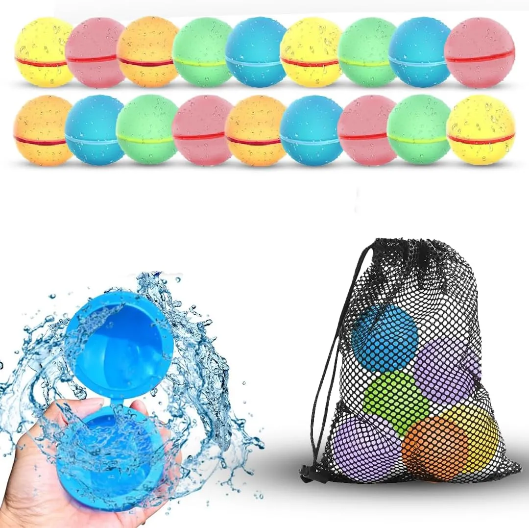 [18 Pack] Magnetic Reusable Water Balloons Fast Refillable for Kids Outdoor Activities, latex-free Kids Pool Beach Bath Toys, Self-Sealing Water Bomb Quick Fill for Summer Games