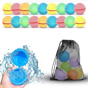 [18 Pack] Magnetic Reusable Water Balloons Fast Refillable for Kids Outdoor Activities, latex-free Kids Pool Beach Bath Toys, Self-Sealing Water Bomb Quick Fill for Summer Games