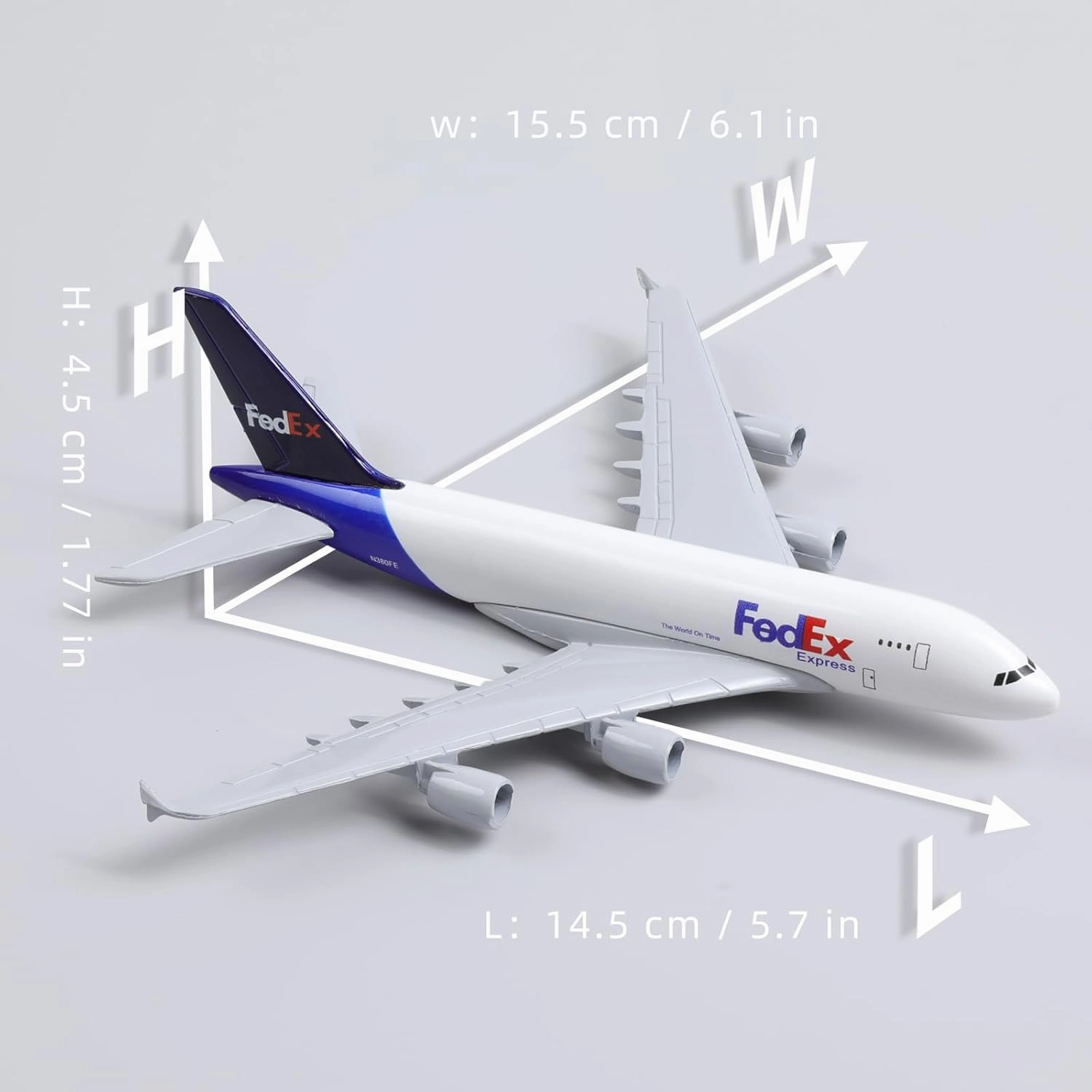 1/400 A380 Model Plane for FedEx Diecast Metal Airplane Model kit for Airbus A380 (5.5-inch L) with Display Plane Stand for Adults Airplane Toy Aviation Gift or Desktop Collection