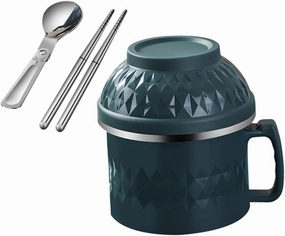 1 Set Fast Noodle Bowl with Lid Portable Food Serving Container for Work Lunch Camping and School Lightweight and Kitchen Supplies