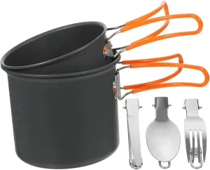 1set Camping Cookware Set Portable Metal Cooking Supplies for Outdoor Activities Lightweight and Compact Picnic Cookware Kit for Hiking Backpacking and Camping Trips