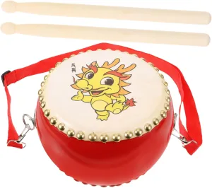 1Set Dragon Pattern Hand Drum for Educational Percussion Instrument with Drumsticks for Early Childhood Learning and Stage Performance