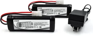 (2-Pack) 7.2V 3000mAh NiMH Battery with Tamiya Connector and Balance Charger for RC Car Airplane Helicopter Quadcopter FPV UAV Remote Control Models