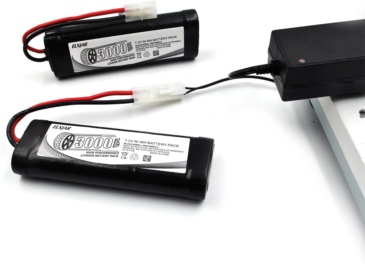 (2-Pack) 7.2V 3000mAh NiMH Battery with Tamiya Connector and Balance Charger for RC Car Airplane Helicopter Quadcopter FPV UAV Remote Control Models