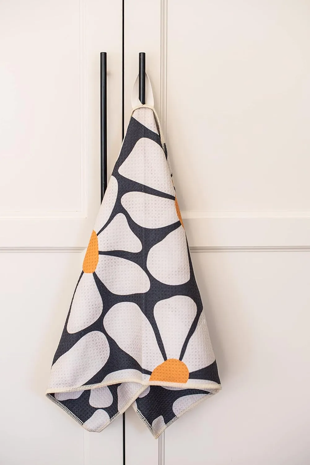 2 Pack Double Sided Kitchen Towels || Dish Towels ||Quick Dry || Designer Prints || Highly Absorbent || Hanging Hook (Gray)