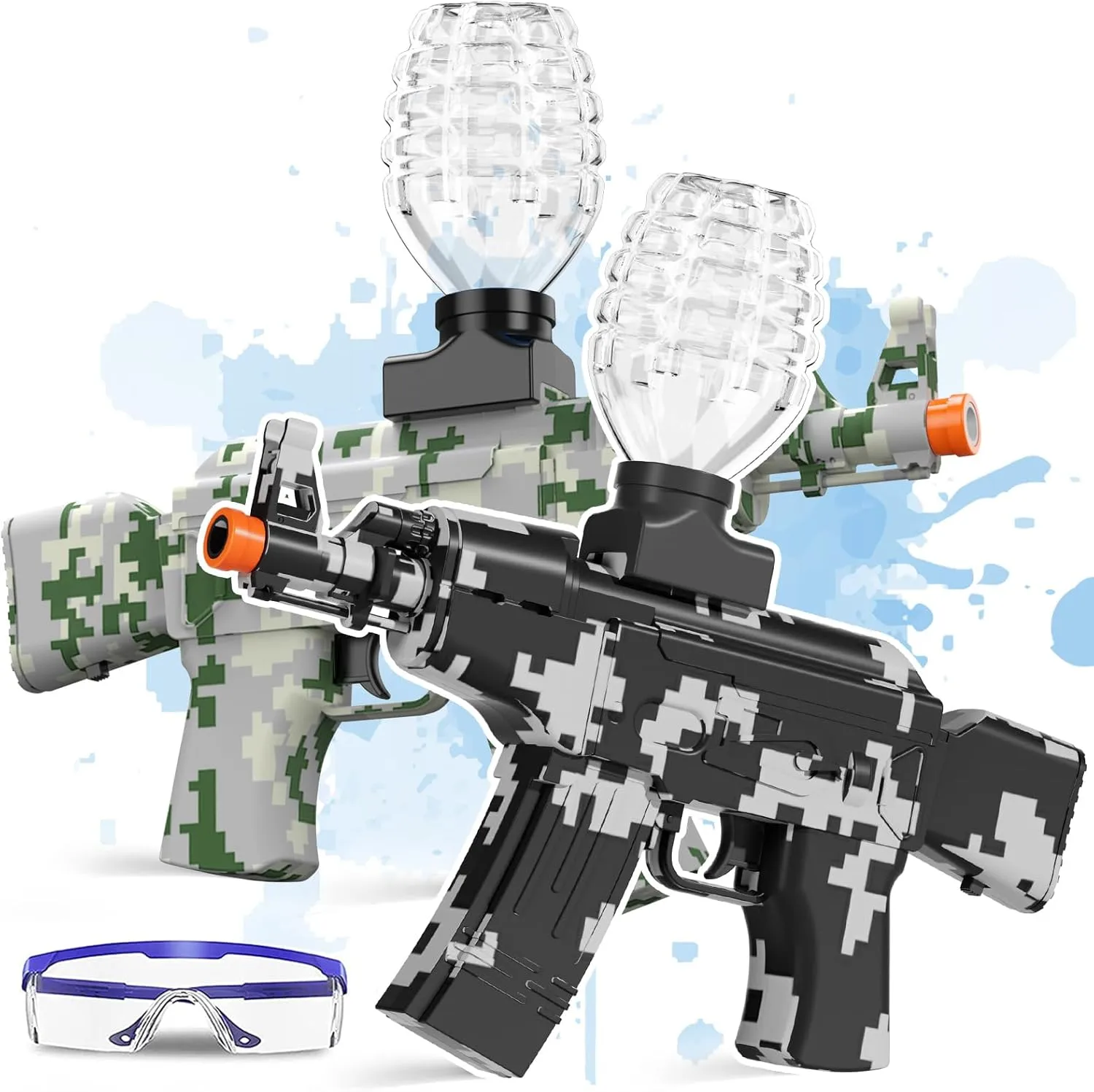 2 Pack Splat Gun Electric Toys Gun with Gel Ball Blaster,AKM-47 Splatter Ball Gun for Outdoor Activities-Fighting Shooting Team Game, Ages 15 (Double Gel Guns)