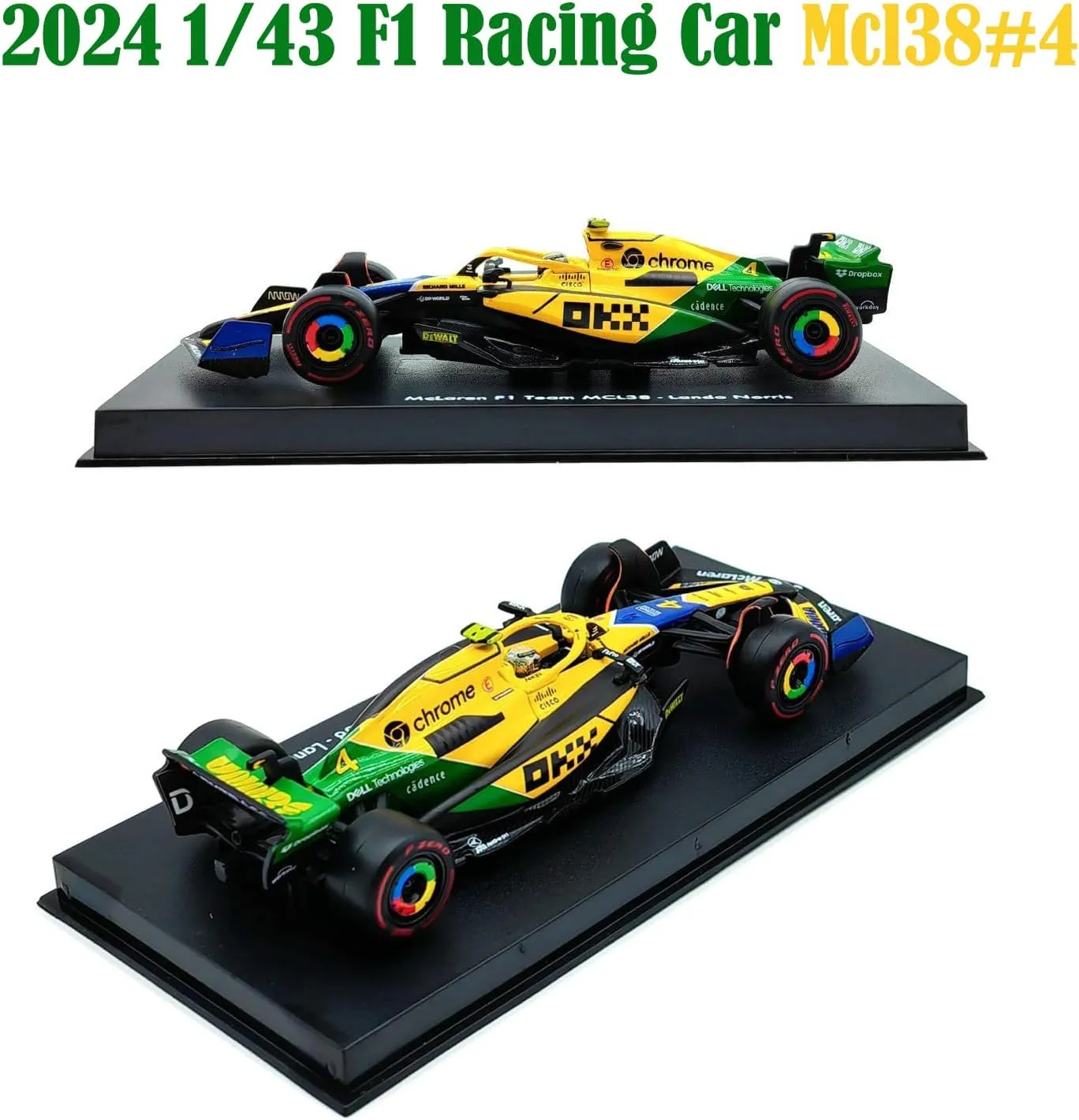 2024 New 1/43 F1 MCL38#4 Racing Car F1 Alloy Miniature Diecast Adult Vehicle Collection Model