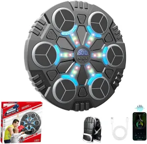 2025 Music Boxing Machine for Kids, Smart Bluetooth Music Punching Machine Wall Mounted with Boxing Gloves, Maquina de Boxeo Musical Pared, Music Punch Target Workout Equipment