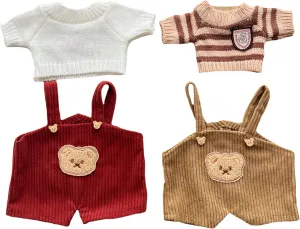 20"/47cm Teddy Bear Outfit Plush Animal Doll Clothes Set - Corduroy Overalls Sweaters 4-Piece Kit（NO Doll