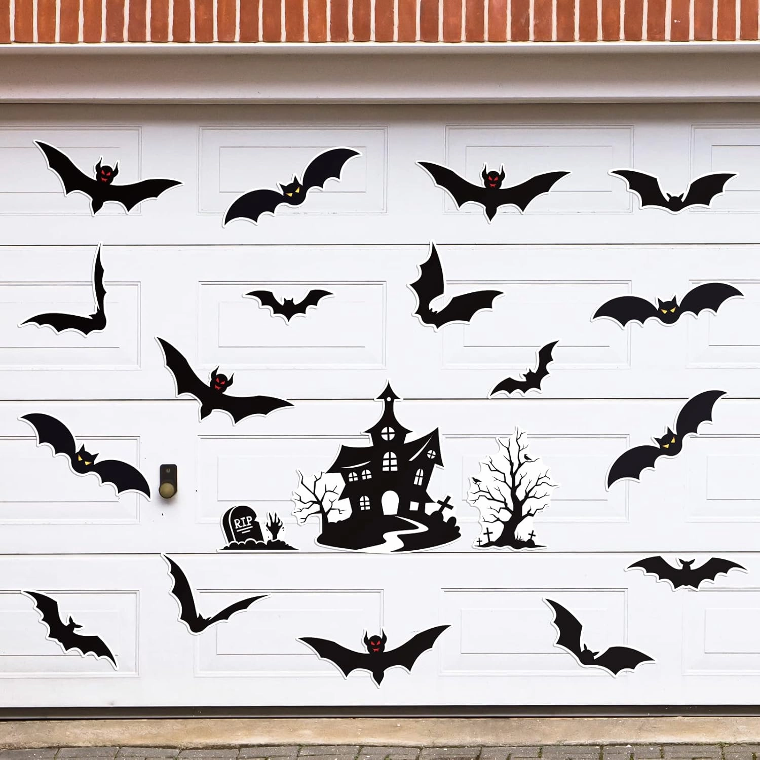 21 Pcs Halloween Garage Door Decorations Magnets Bats Magnetic Holiday for Outdoor Party Car Haunted House Tree Grave Locker Sticker Decor