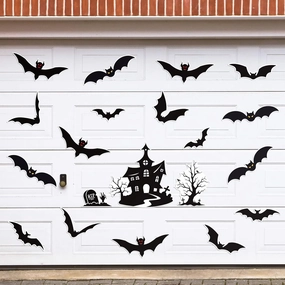 21 Pcs Halloween Garage Door Decorations Magnets Bats Magnetic Holiday for Outdoor Party Car Haunted House Tree Grave Locker Sticker Decor